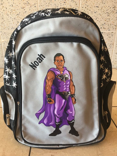Customized Black Superhero Backpack