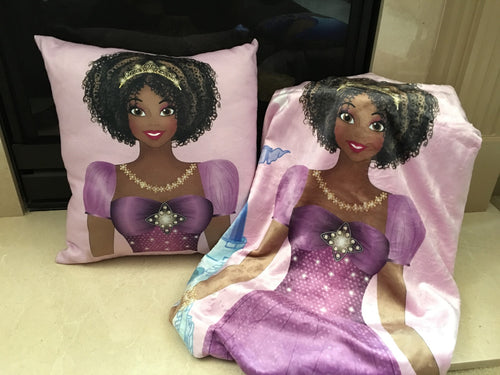 Plush Black Princess Throw and Pillow Combo