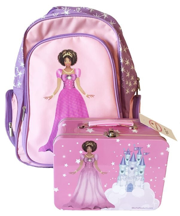 Customized Black Princess Backpack and Lunchbox Combo